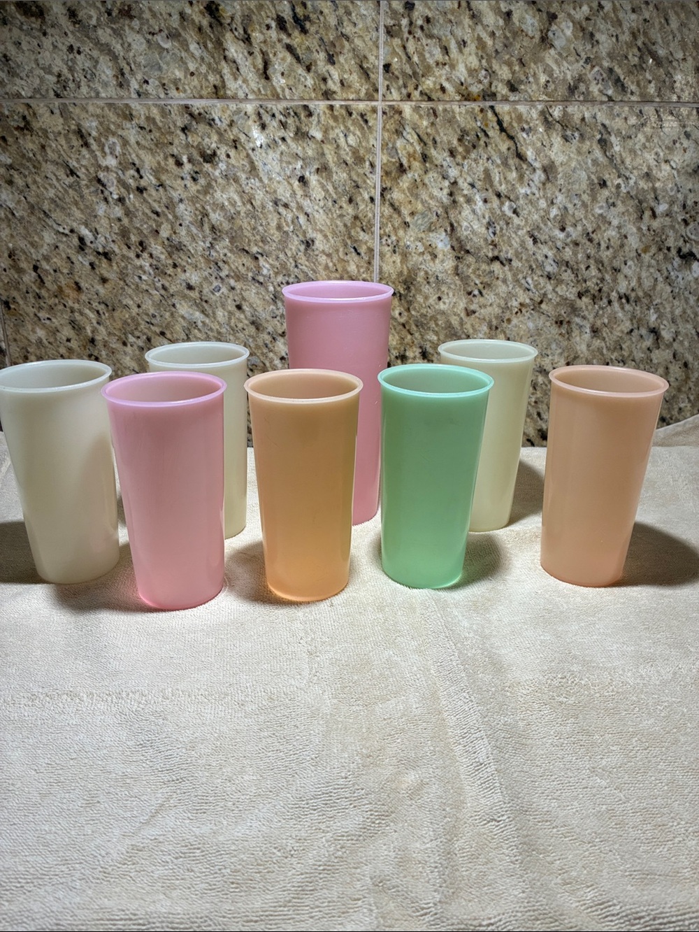 Vintage Tupperware Pastel Plastic Tumblers - Set of 8